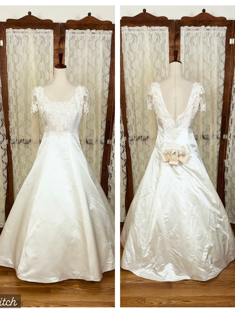 Beautiful Vintage 90s Michaelangelo Two Tone Satin Wedding Gown